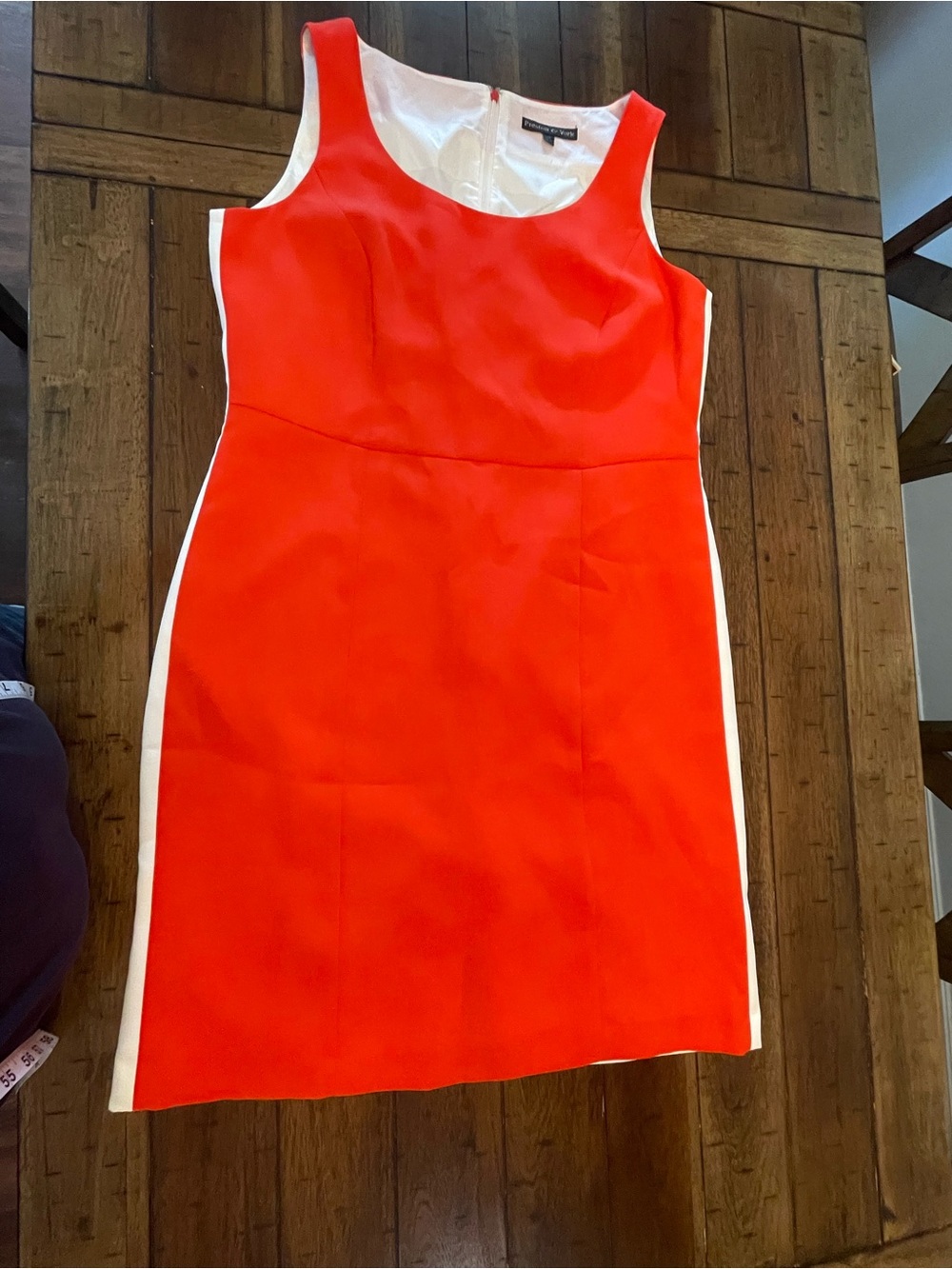 Preston & York Red Sleeveless Sheath Dress with White Side Stripes